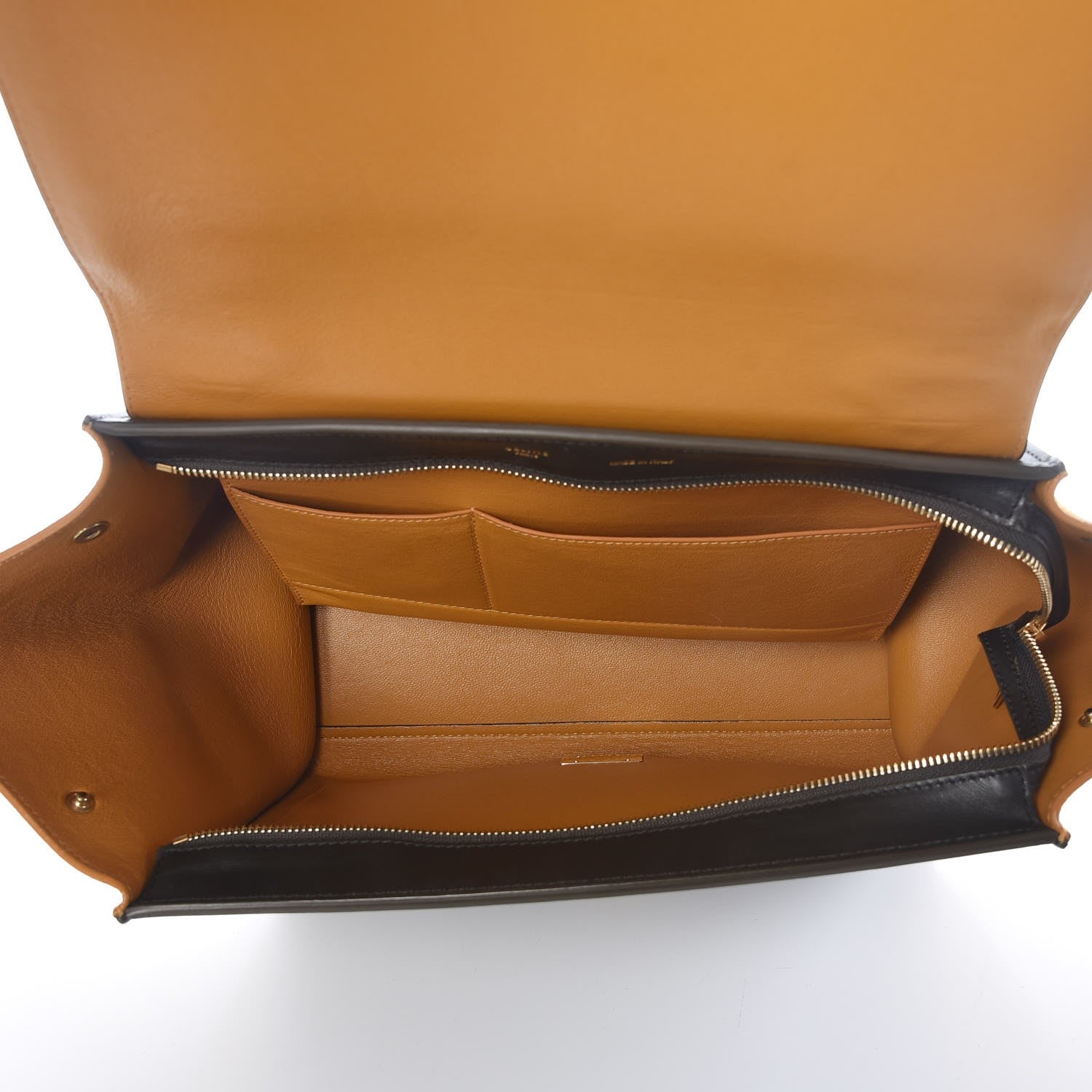 Celine Smooth Calfskin Suede Medium Tri-Color Trapeze Mustard 5 of 6