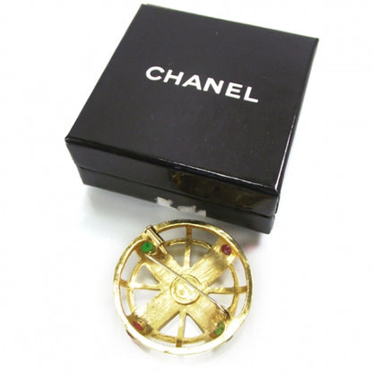 Chanel Gripoix Poured Glass Brooch Gold 2 of 4