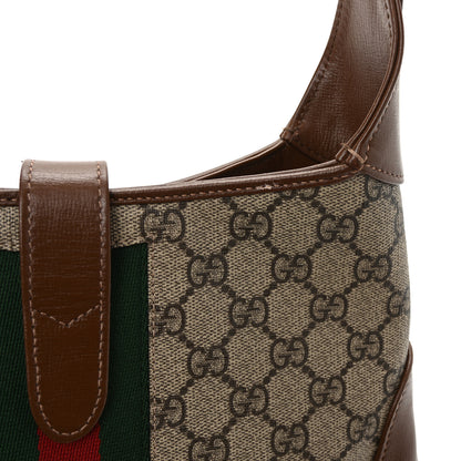 Gucci GG Supreme Monogram Azalea Calfskin Web Small Jackie 1961 Hobo Beige Ebony Brown Sugar 12 of 12