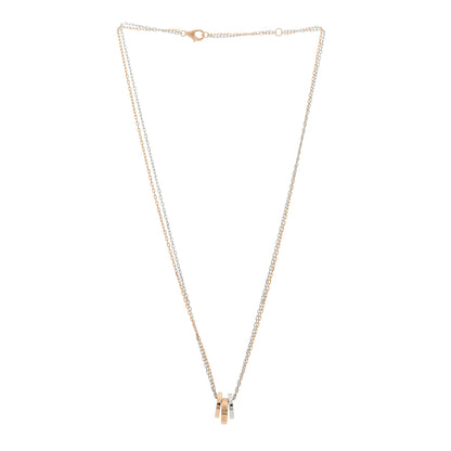 Cartier 18K White Pink Gold Diamond Three Ring LOVE Pendant Necklace 3 of 7