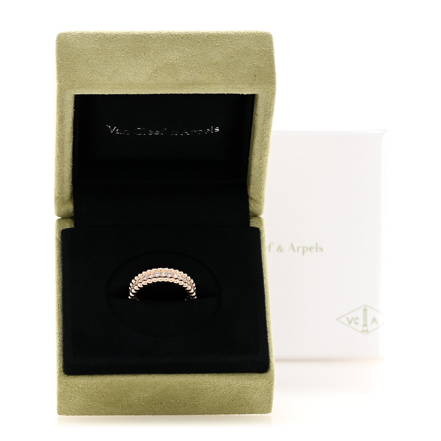 18K Rose Gold Diamond Perlee 1 Row Ring 52 6