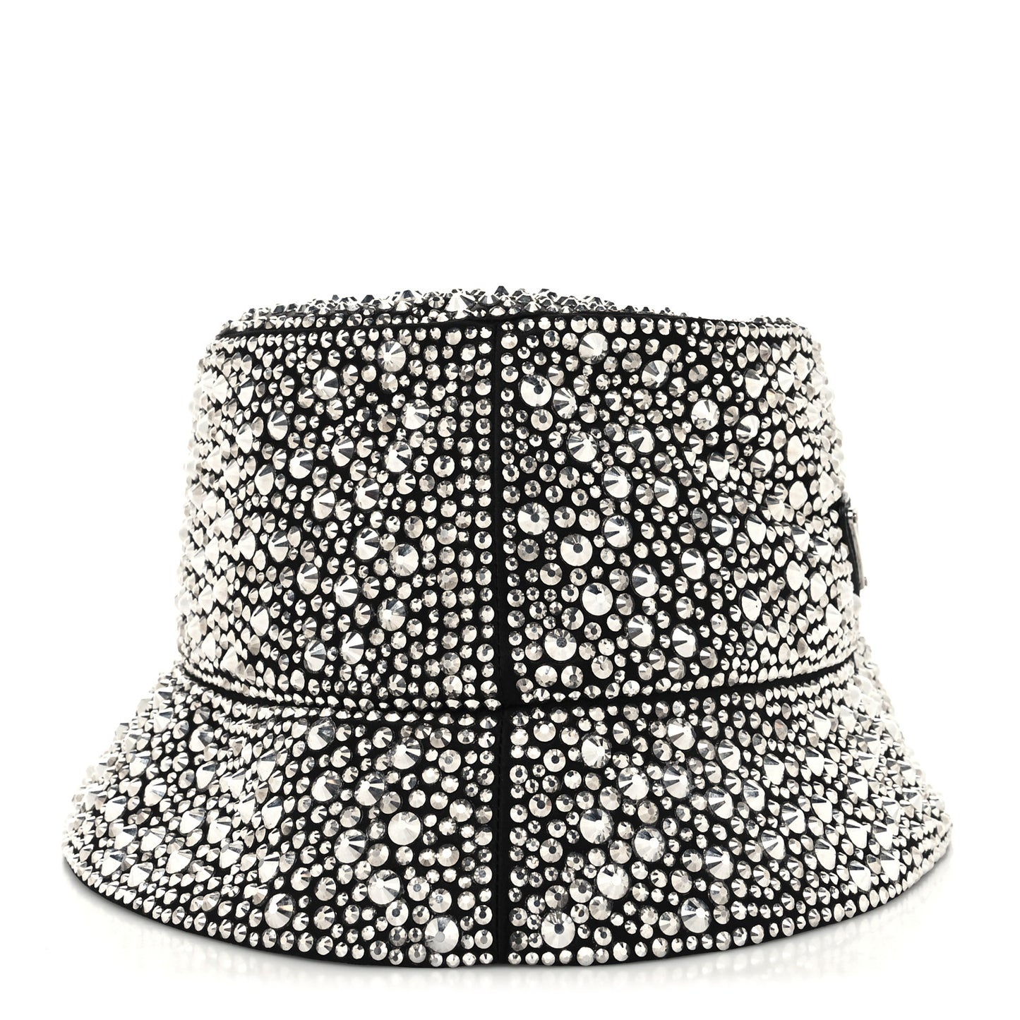 Satin Crystal Metal Triangle Logo Womens Bucket Hat M Metal