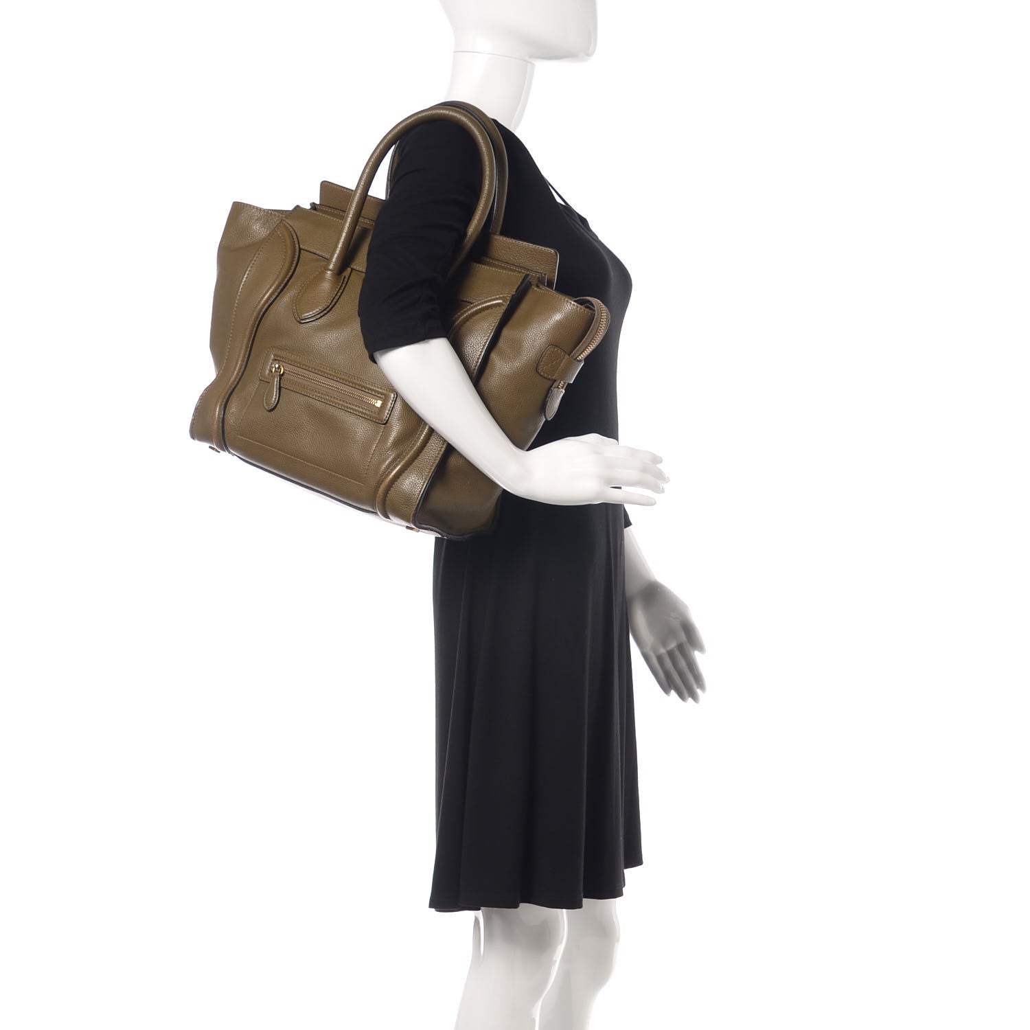 Celine Drummed Calfskin Mini Luggage Jungle 2 of 19