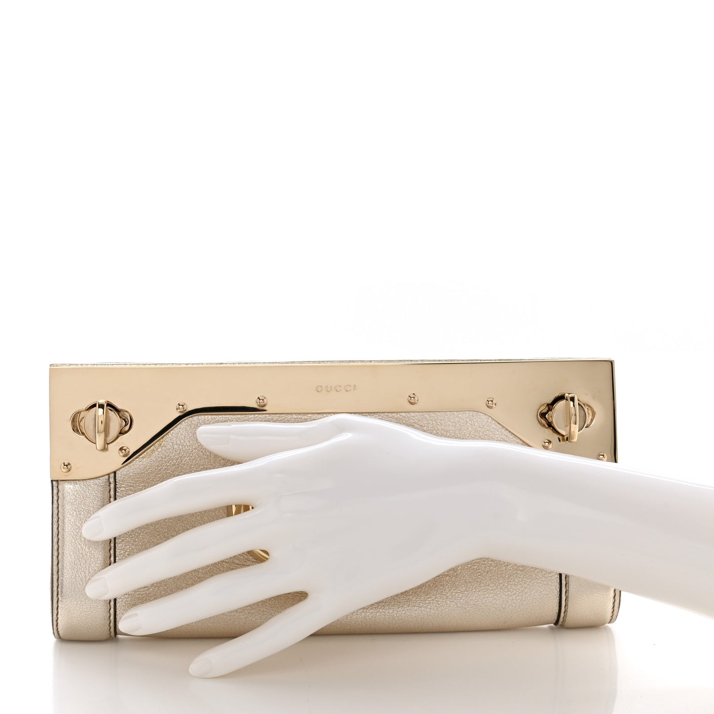 Metallic Calfskin Britt Clutch Gold
