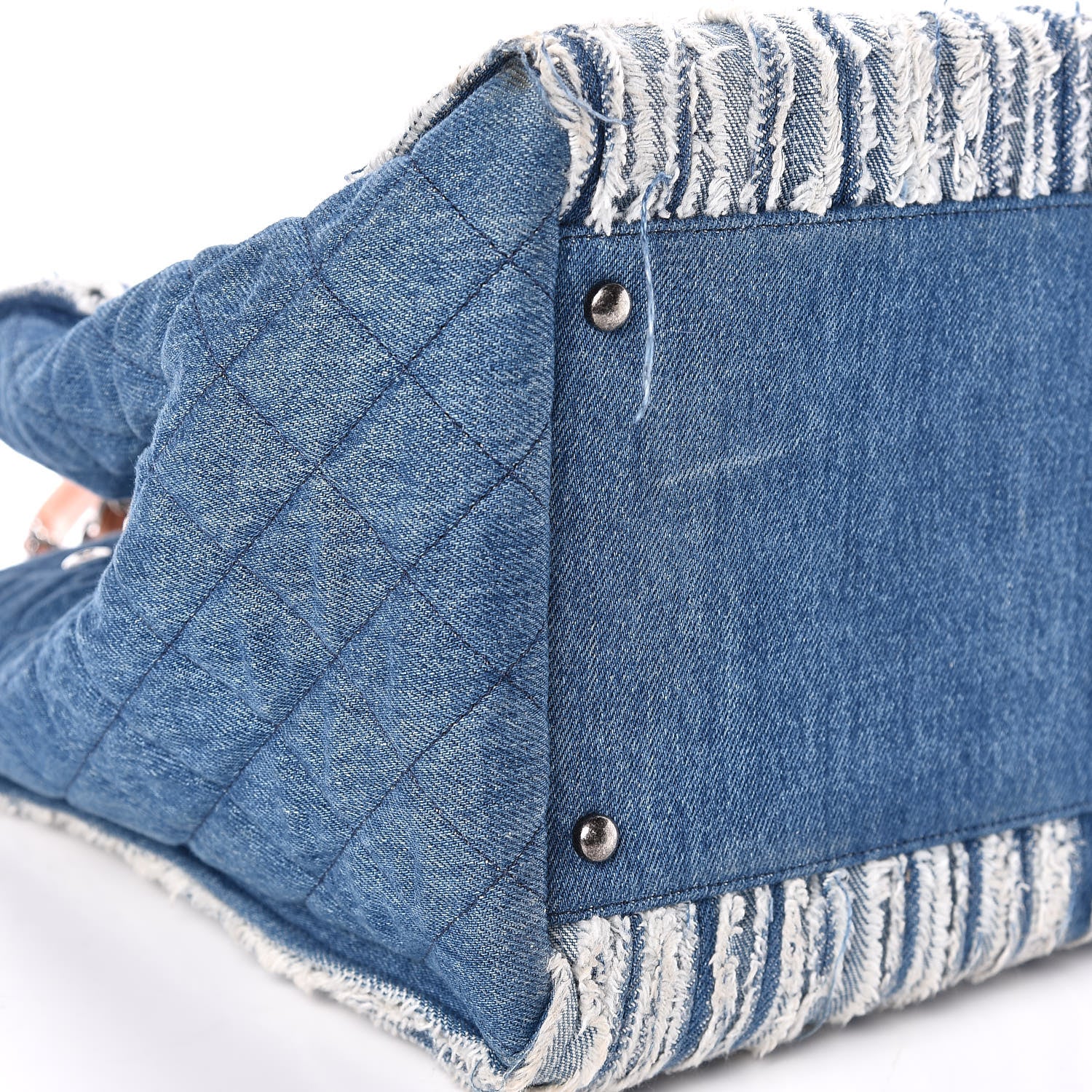 Chanel Denim Fringe Large Shopping Tote Blue 5 of 11