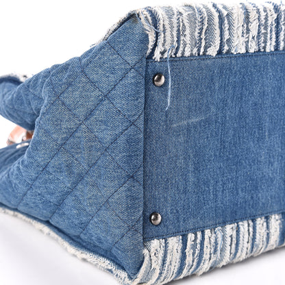 Chanel Denim Fringe Large Shopping Tote Blue 5 of 11