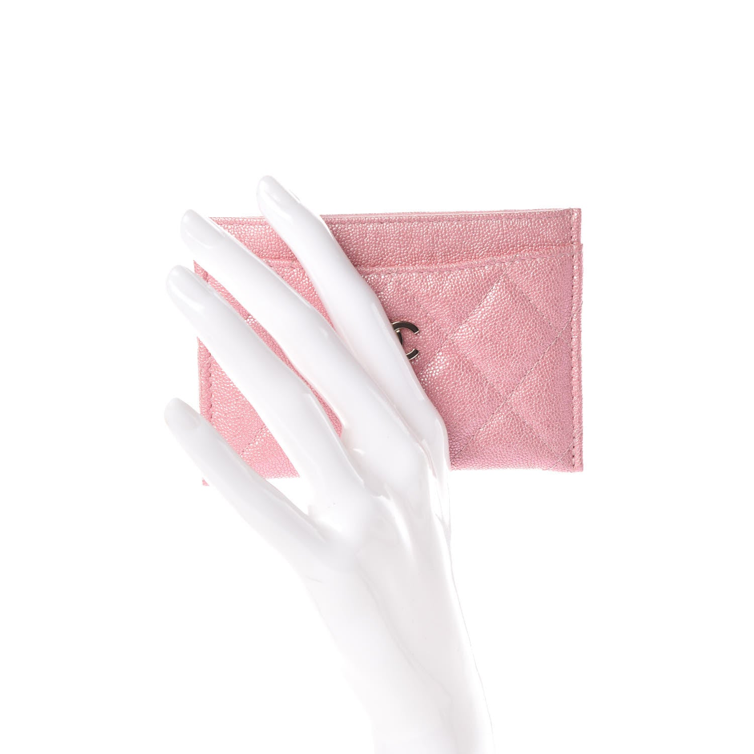 Chanel Iridescent Caviar Quilted Card Holder Rose Pink 2 of 9