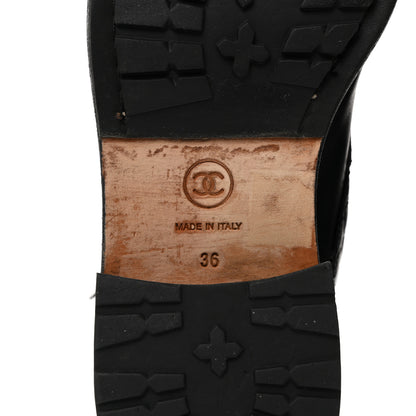 Chanel Calfskin Quilted Lace Up Combat Boots 36 Black 8 of 8