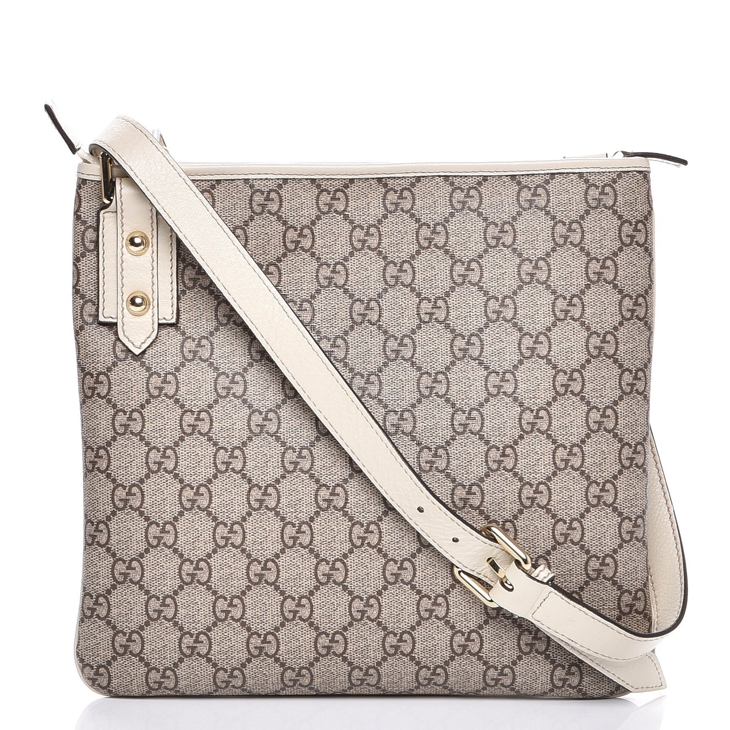 GG Plus Monogram Flat Messenger Bag Beige Off White