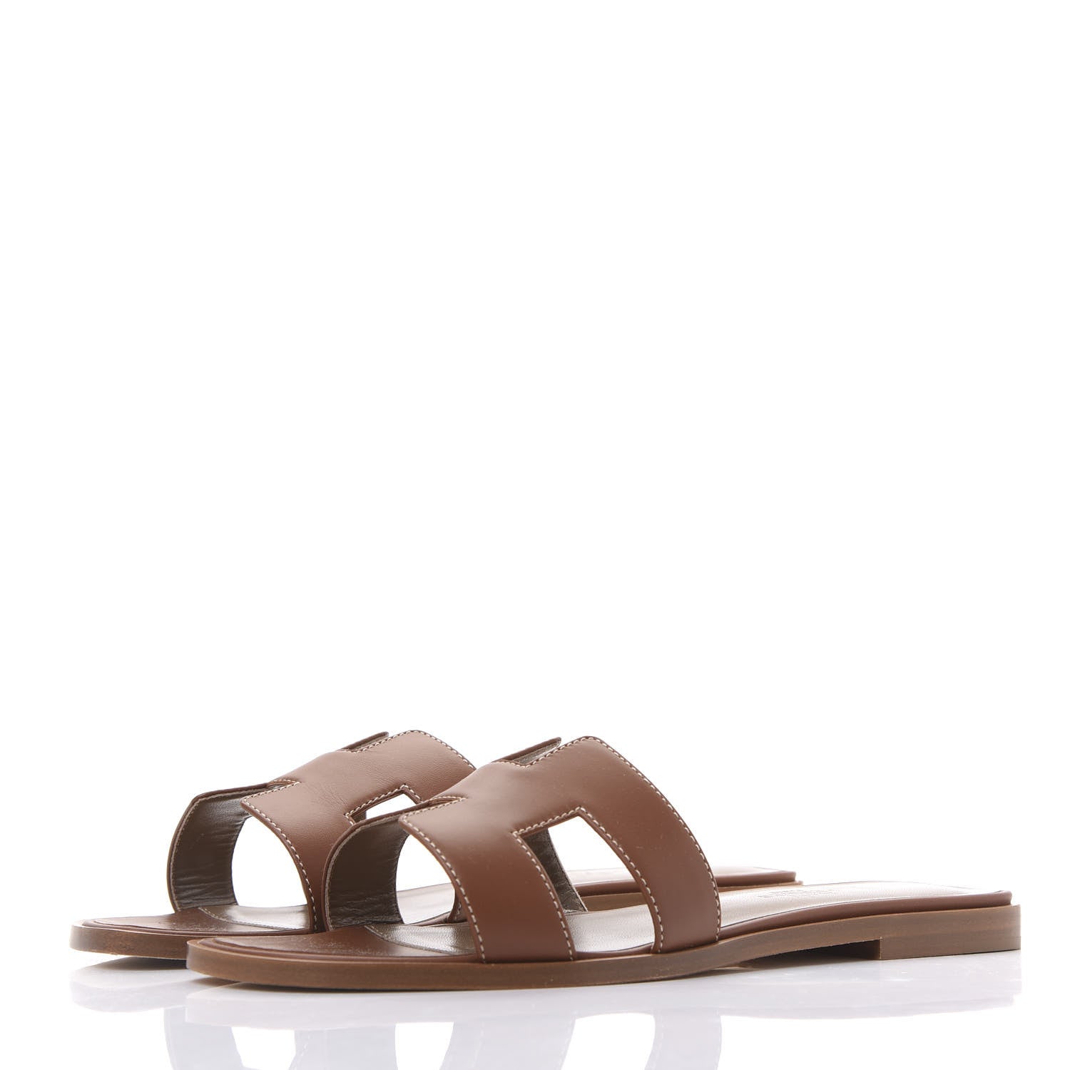 Hermes Box Calfskin Oran Sandals 38 Gold 2 of 10