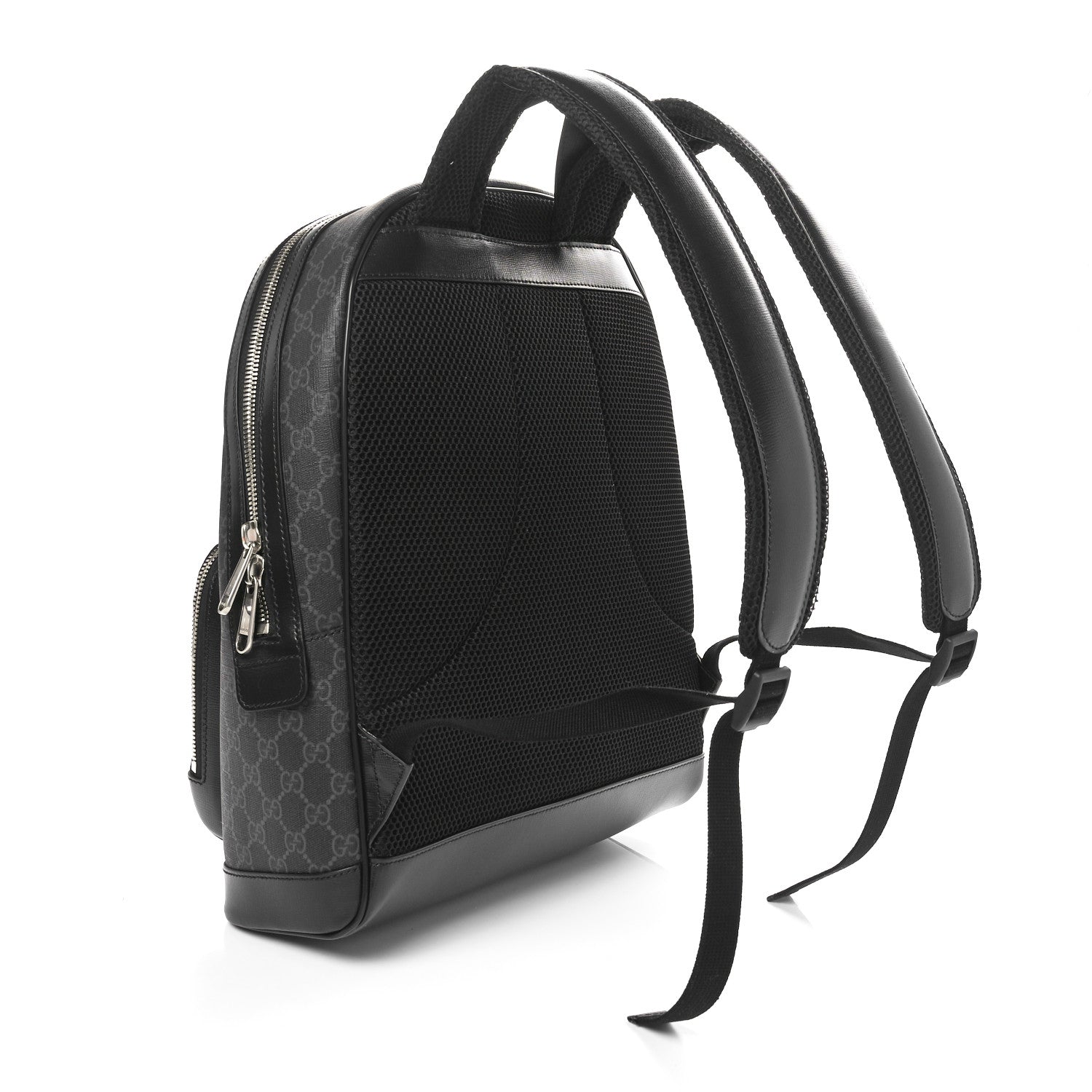 Gucci GG Supreme Monogram Textured Calfskin Retro Interlocking G Backpack Black 3 of 10