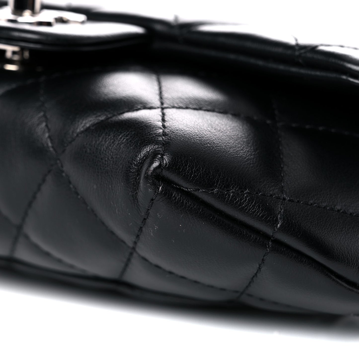 Calfskin Quilted CC Uniform Flap Belt Bag Black