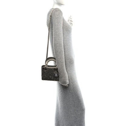 Christian Dior Satin Crystal Cannage Mini Lady Dior Gray 2 of 10