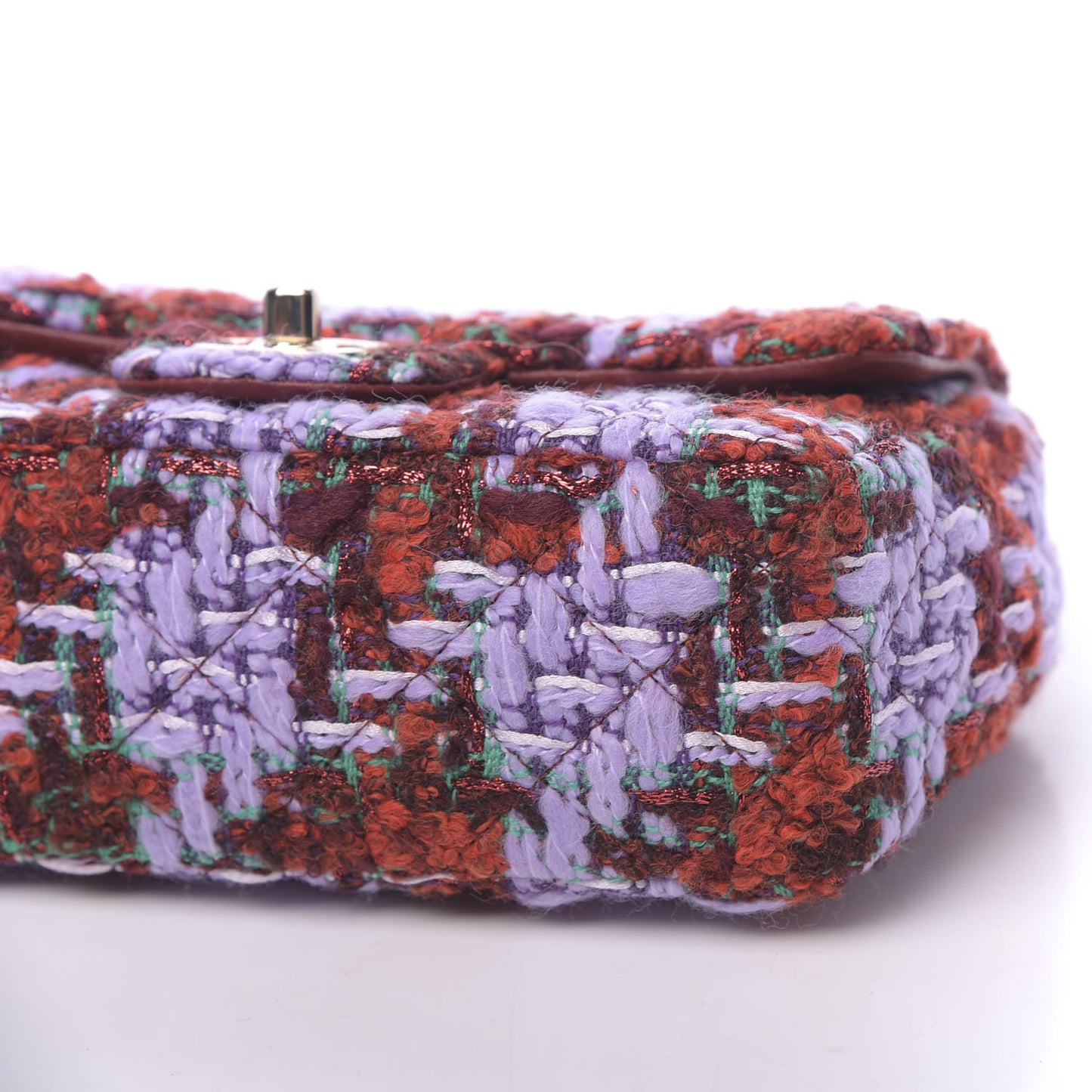 Tweed Quilted Mini Rectangular Flap Red Purple Green