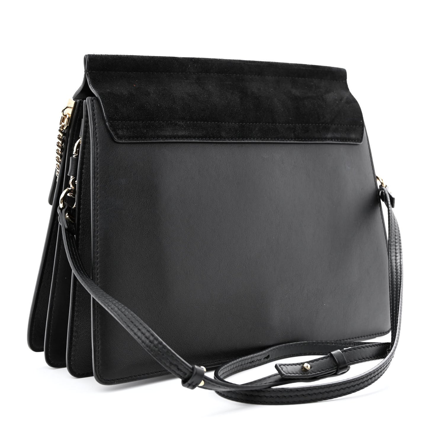 Suede Calfskin Medium Faye Shoulder Bag Black