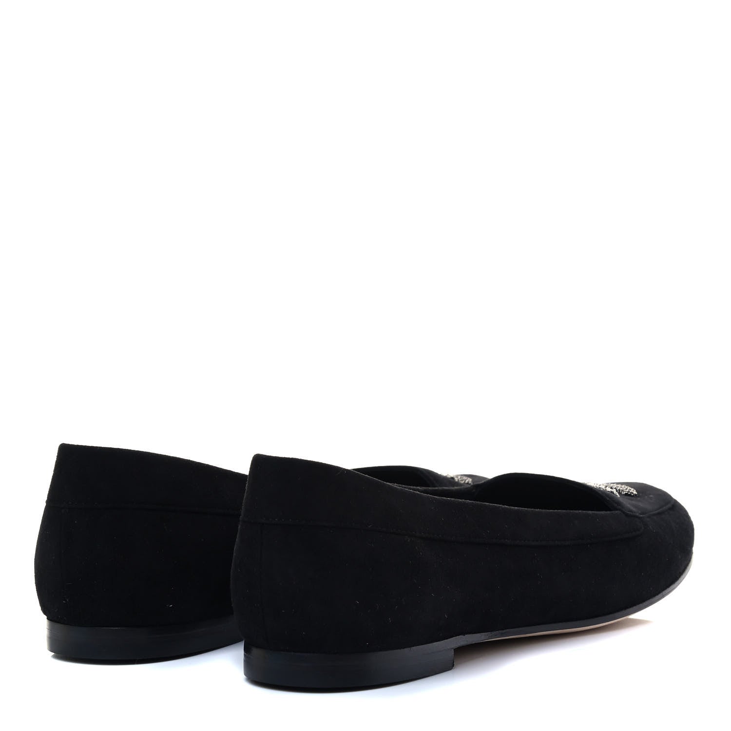Chanel Kid Suede CC Flats 38.5 Black 3 of 7