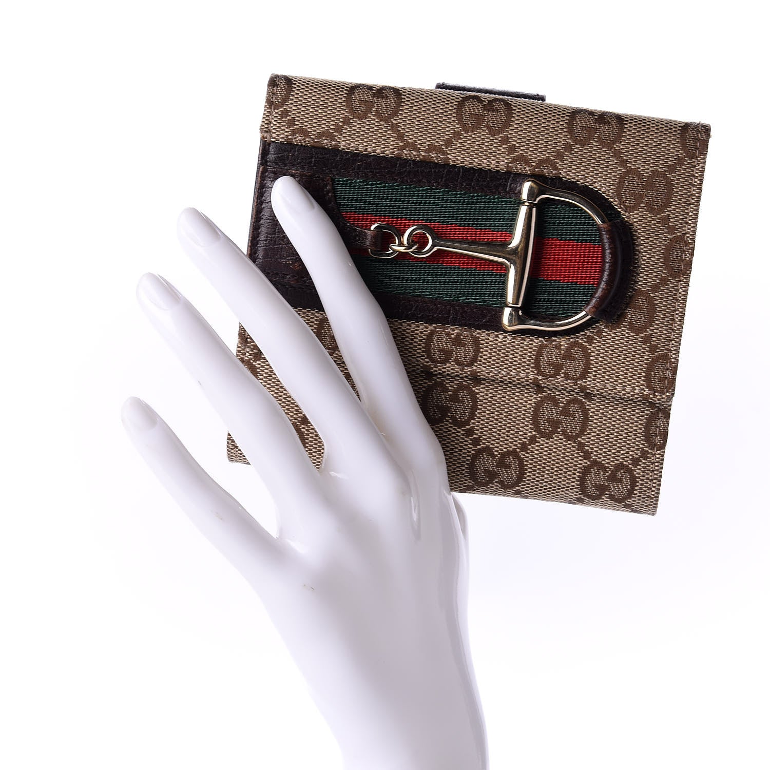 Gucci Monogram Web Hasler French Flap Wallet Brown 2 of 14