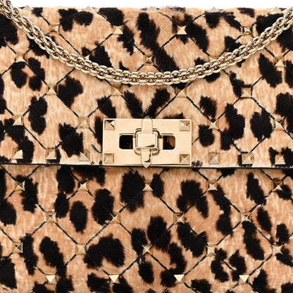 Valentino Garavani Calf Hair Leopard Print Medium Rockstud Spike Shoulder Bag 8 of 12