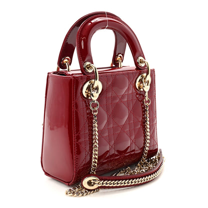 Christian Dior Patent Cannage Mini Lady Dior Red 3 of 9