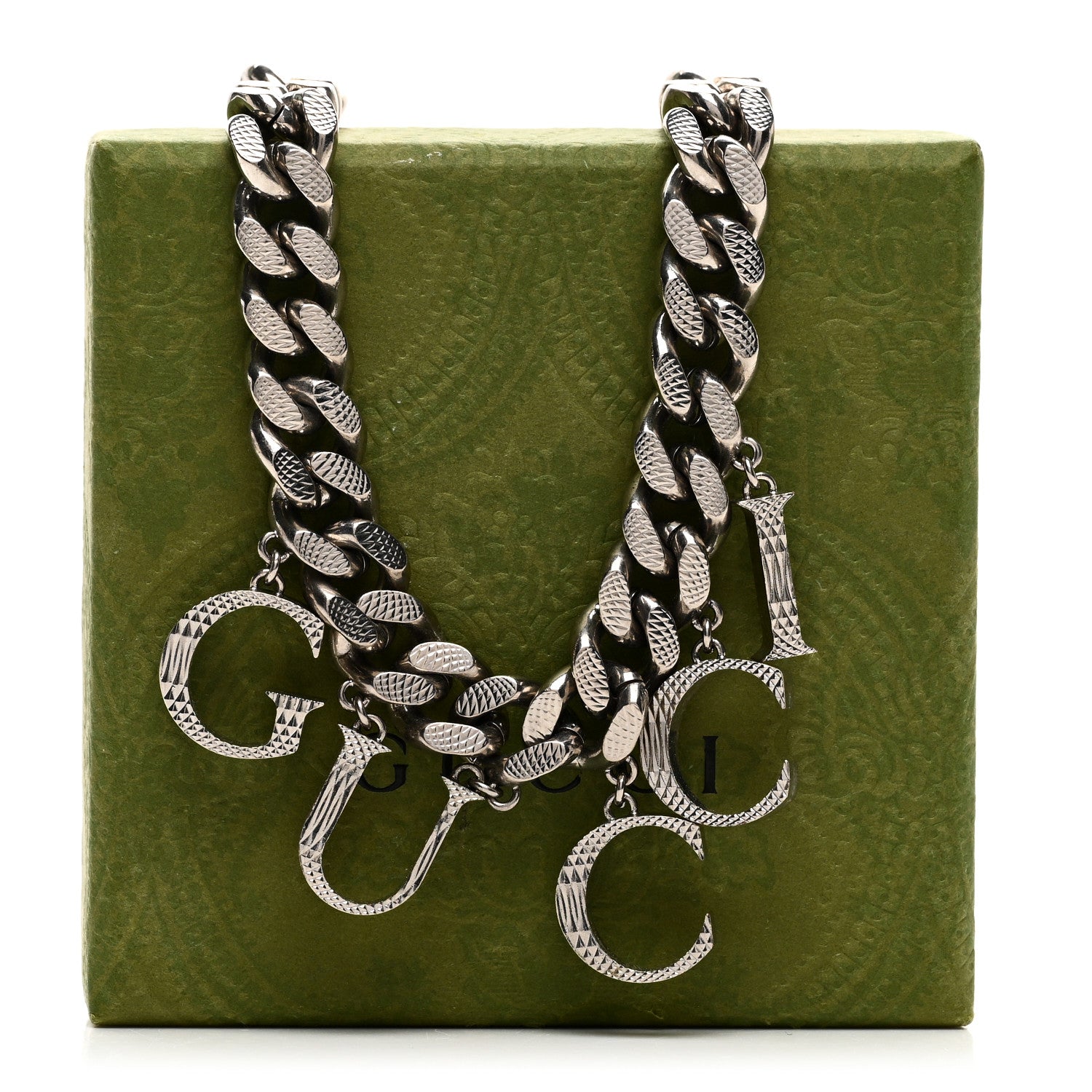 Gucci Metal Script Choker Necklace Silver 7 of 7