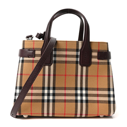 Burberry Goatskin Vintage Check Small Banner Tote Deep Claret 1 of 12