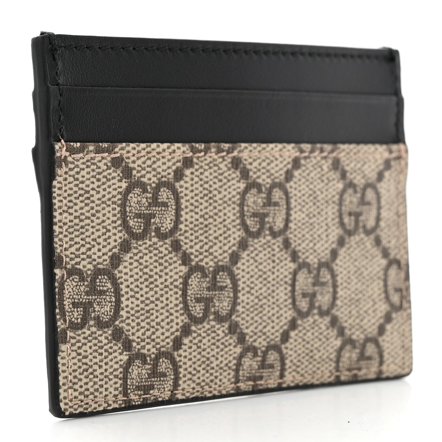 GG Supreme Monogram Calfskin Card Holder Beige Black
