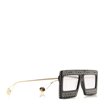 Gucci Acetate Crystal Mask-Frame Sunglasses GG0431S Black 2 of 8