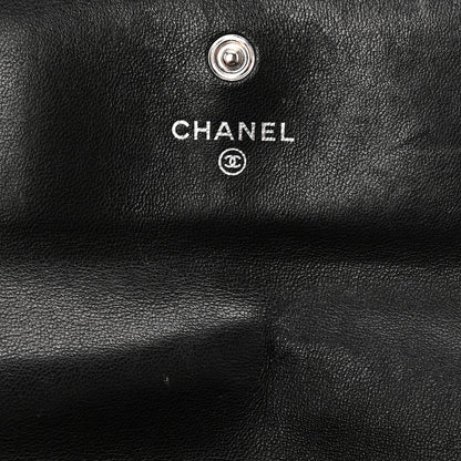 Chanel Lambskin Embossed Camellia Large Gusset Flap Wallet Black 6 of 10