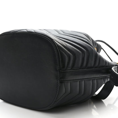 Gucci Calfskin Matelasse Sylvie Web GG Marmont Bucket Bag Black 9 of 9