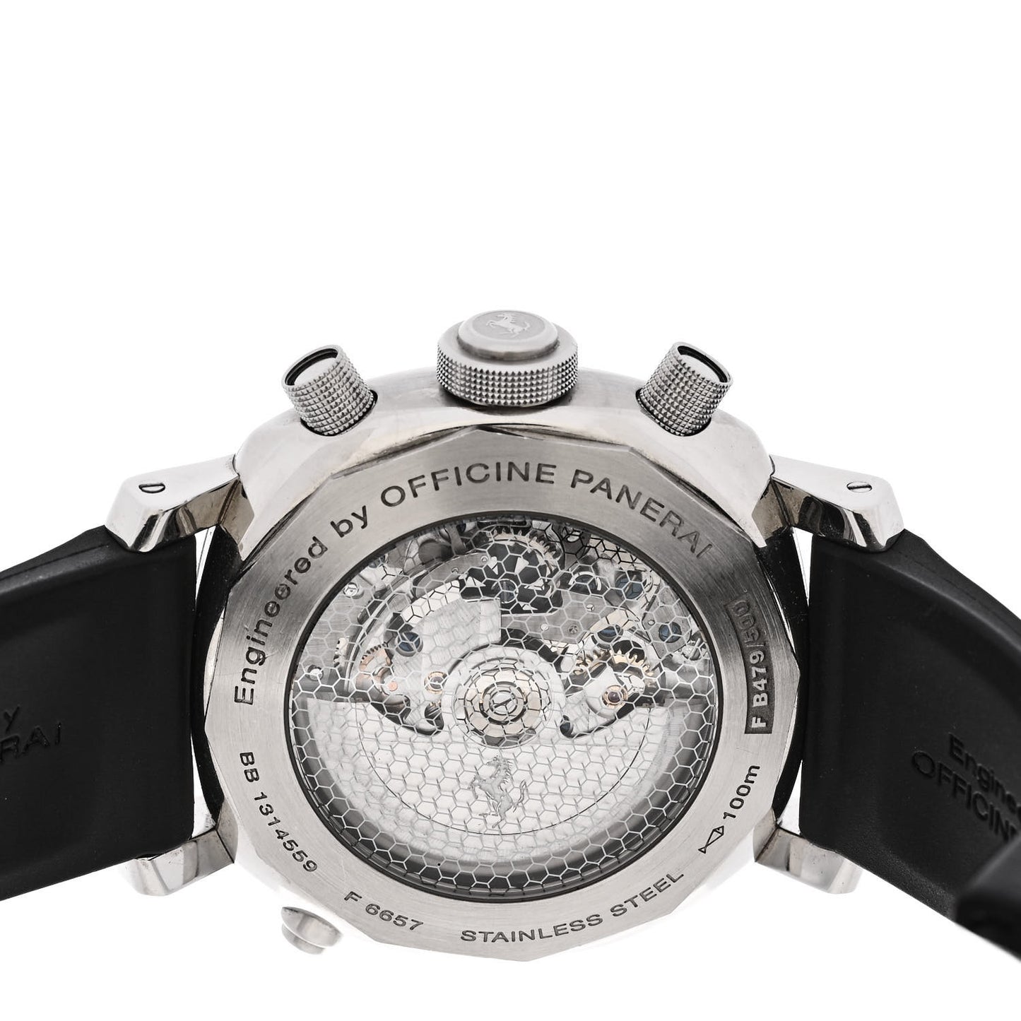 Stainless Steel Rubber 45mm Ferrari Rattrapante Limited Edition Automatic Watch Black FER00010