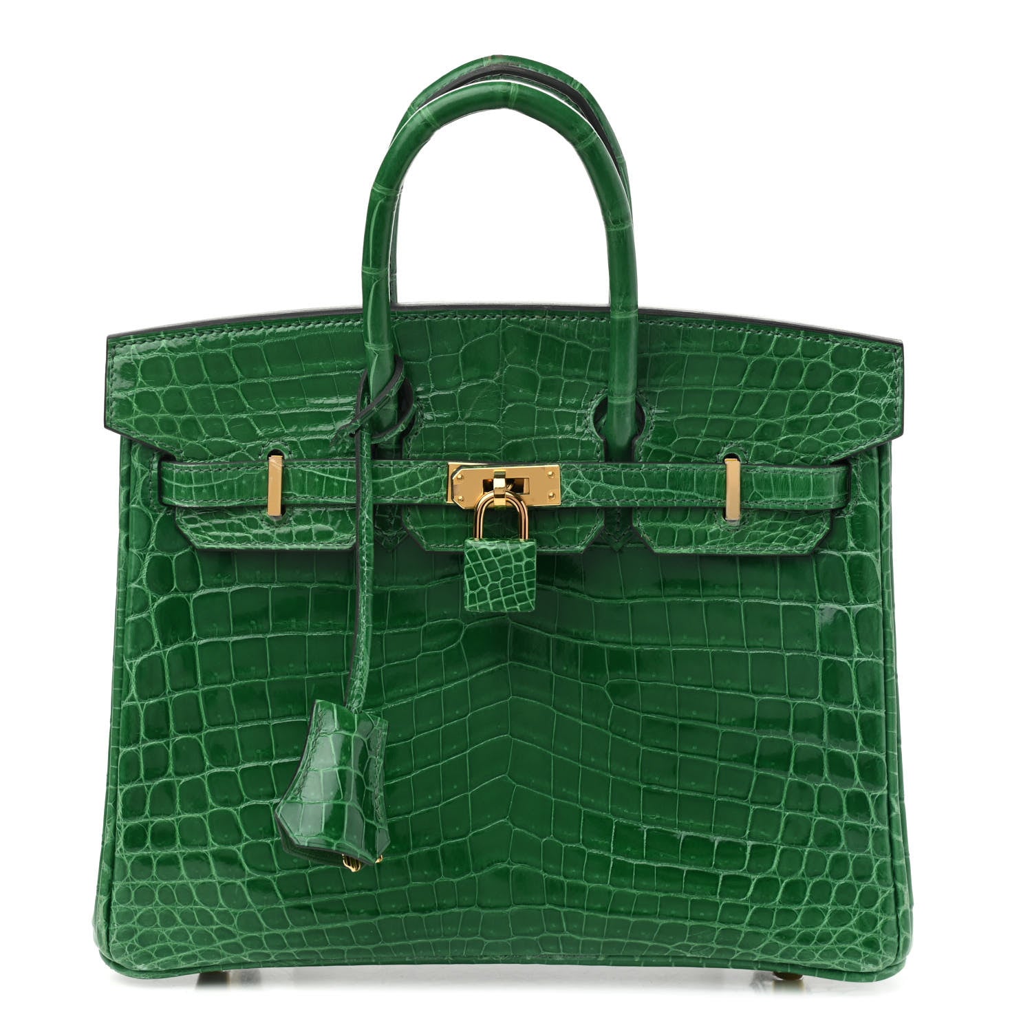 Hermes Shiny Niloticus Crocodile Birkin 25 Cactus 1 of 14