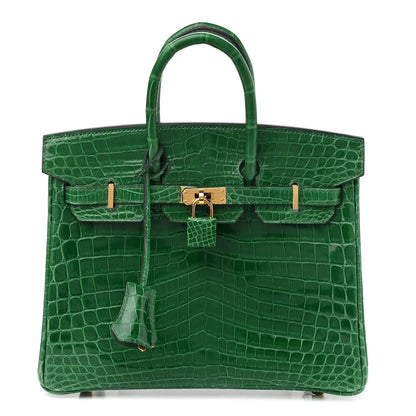 Hermes Shiny Niloticus Crocodile Birkin 25 Cactus 1 of 14