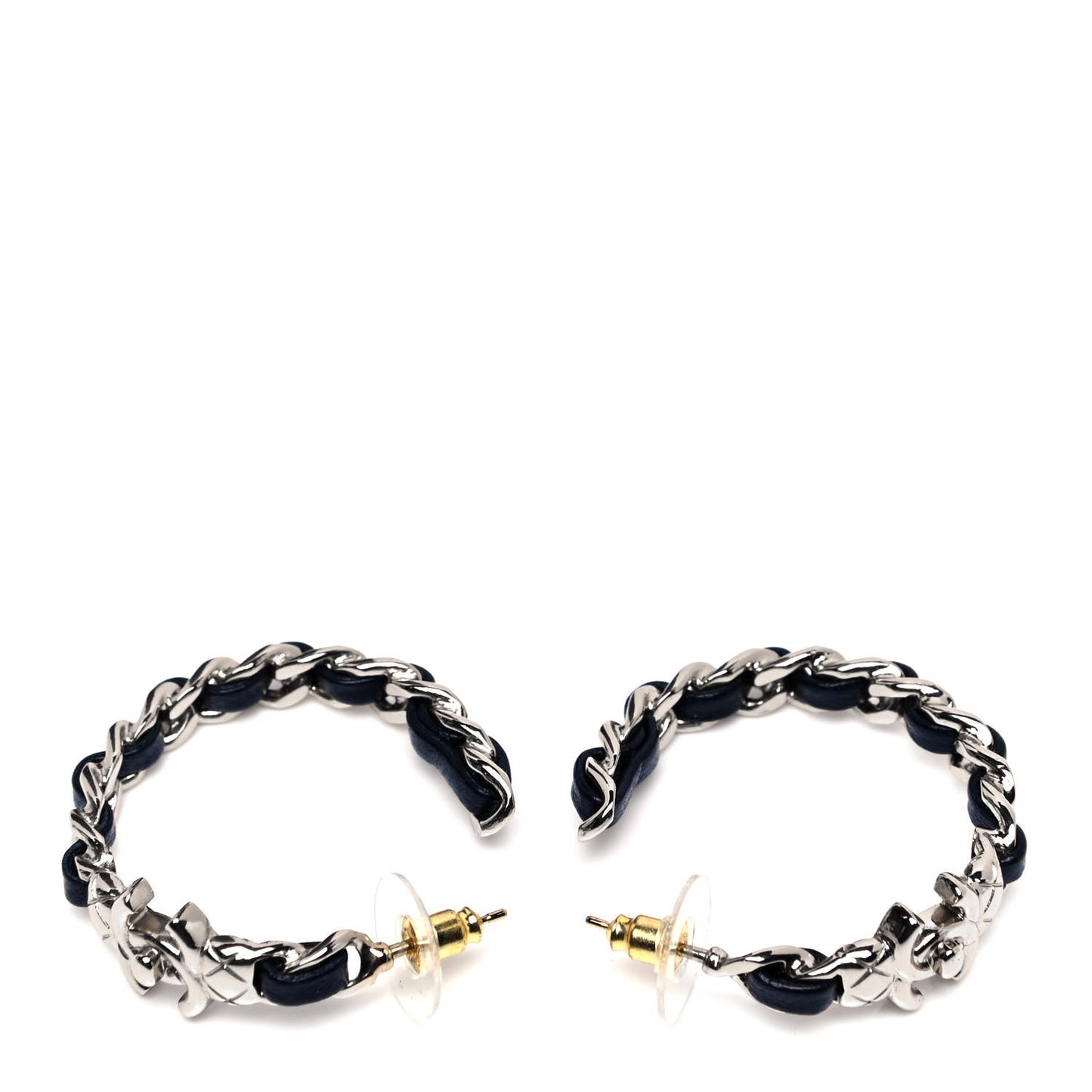 Lambskin CC Turnlock Chain Hoop Earrings Gold Black