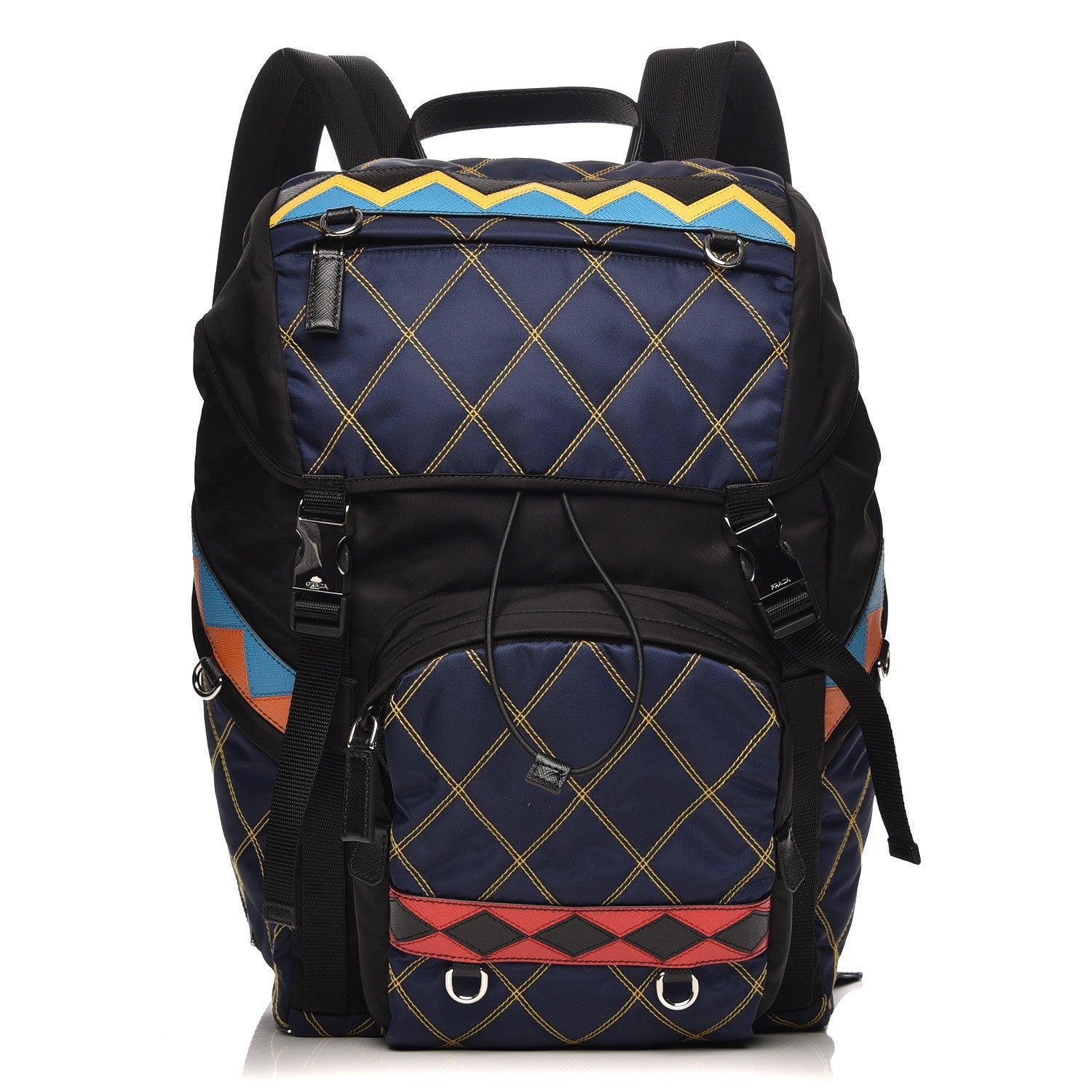 Prada Tessuto Nylon Impunturato Double Buckle Backpack Baltico Black 1 of 8