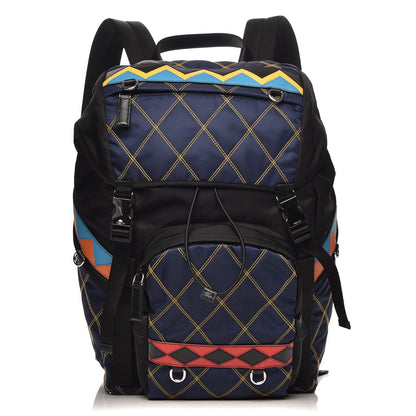 Prada Tessuto Nylon Impunturato Double Buckle Backpack Baltico Black 1 of 8