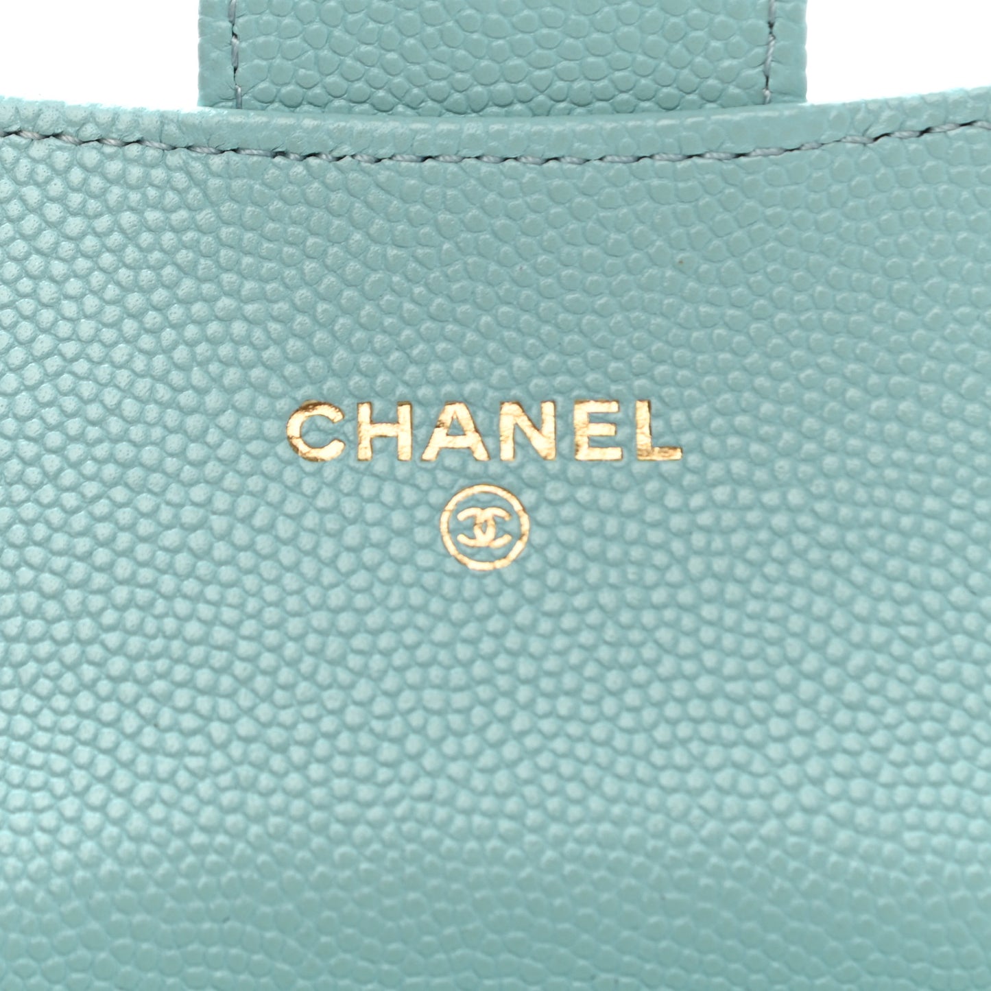 Caviar Quilted Flap Card Holder Wallet Light Blue