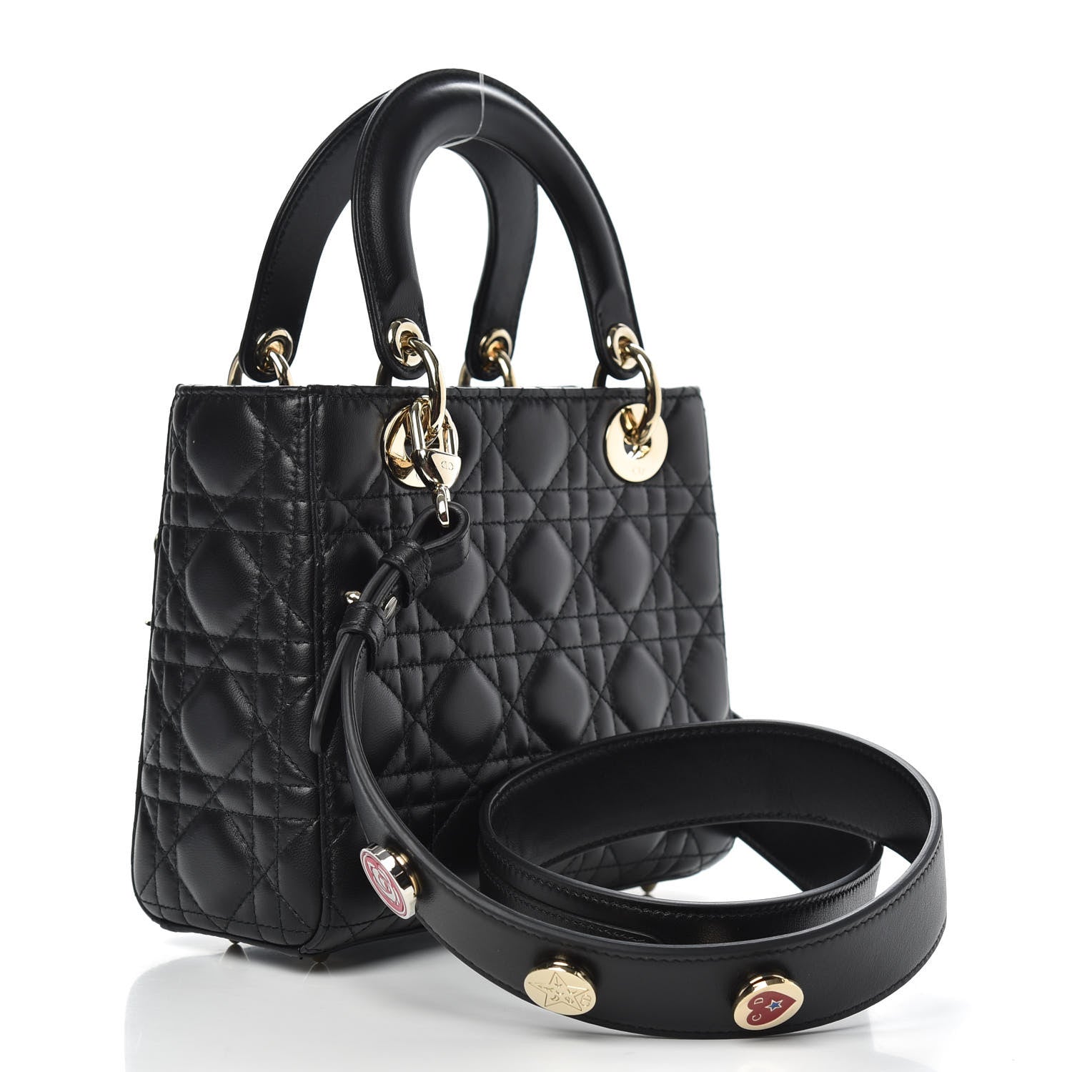 Christian Dior Lambskin Cannage Small Lucky Badges My Lady Dior Black 3 of 12