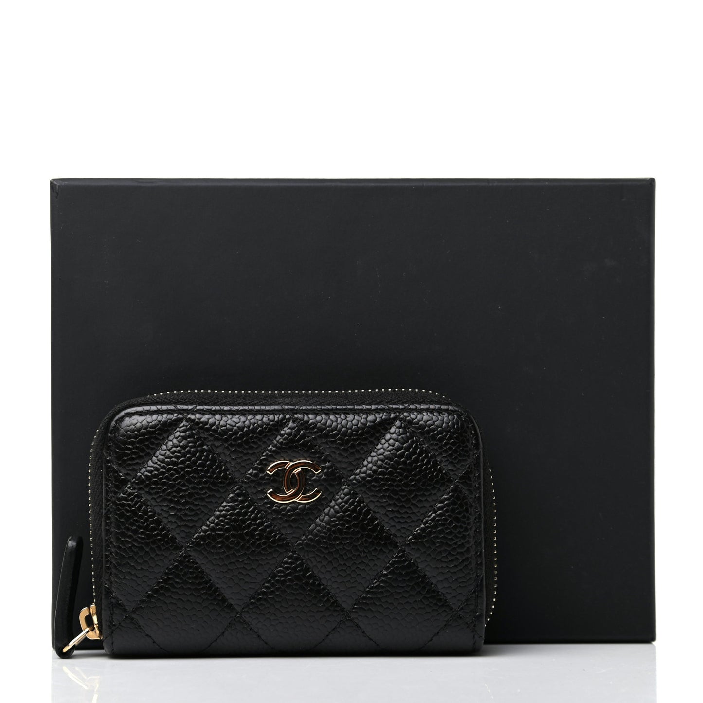 Caviar Quilted Zip Coin Purse Black