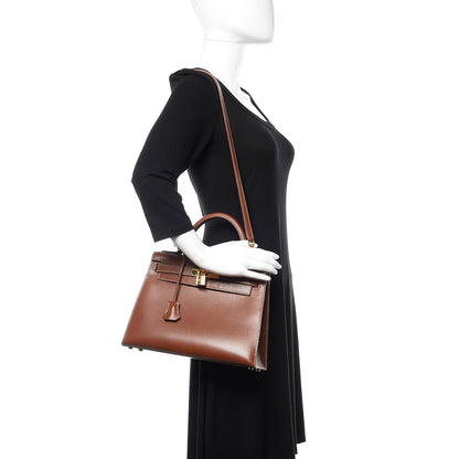 Hermes Veau Grain Lisse Kelly Sellier 28 Noisette 2 of 40