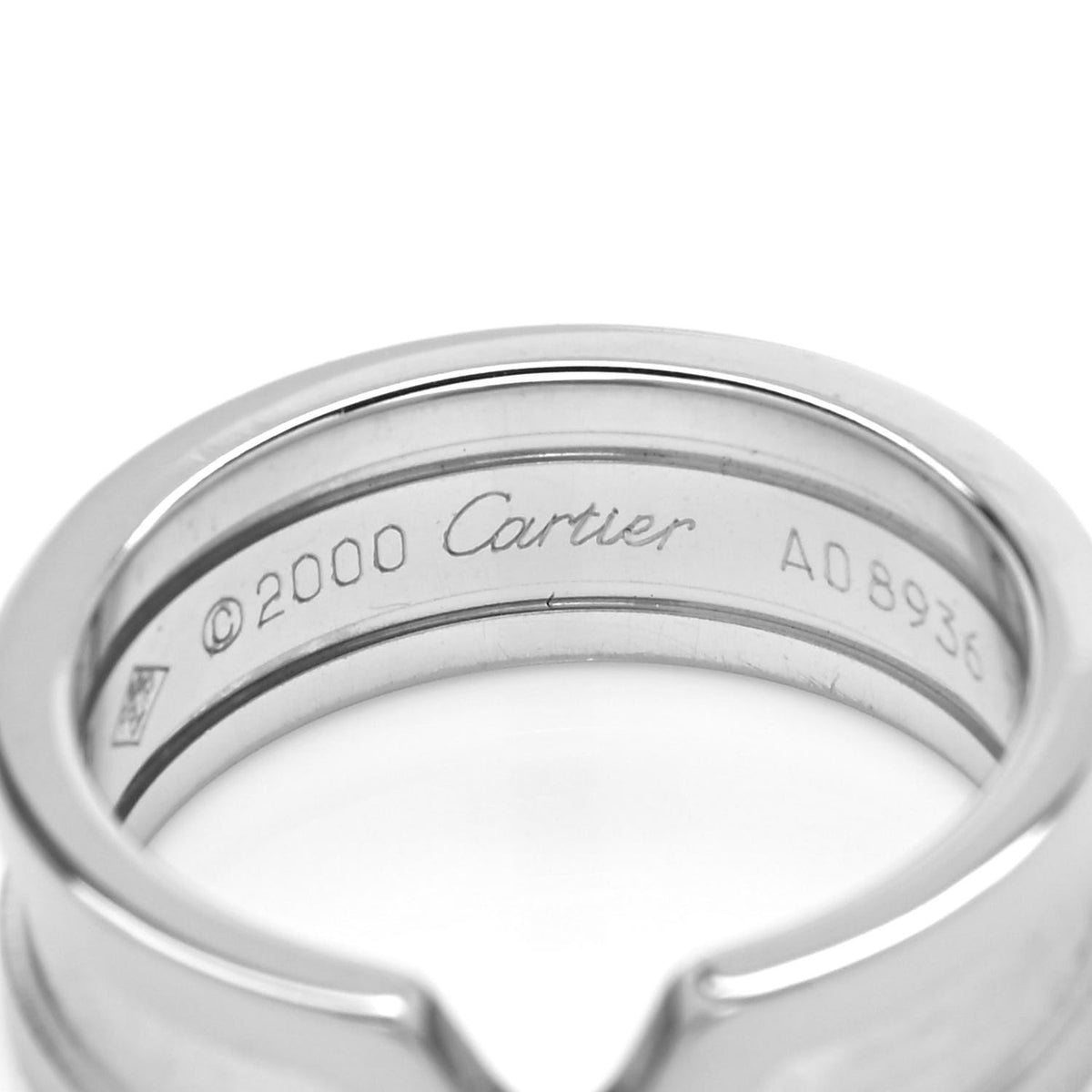 18K White Gold 6.5mm C De Cartier Ring 51 5.75
