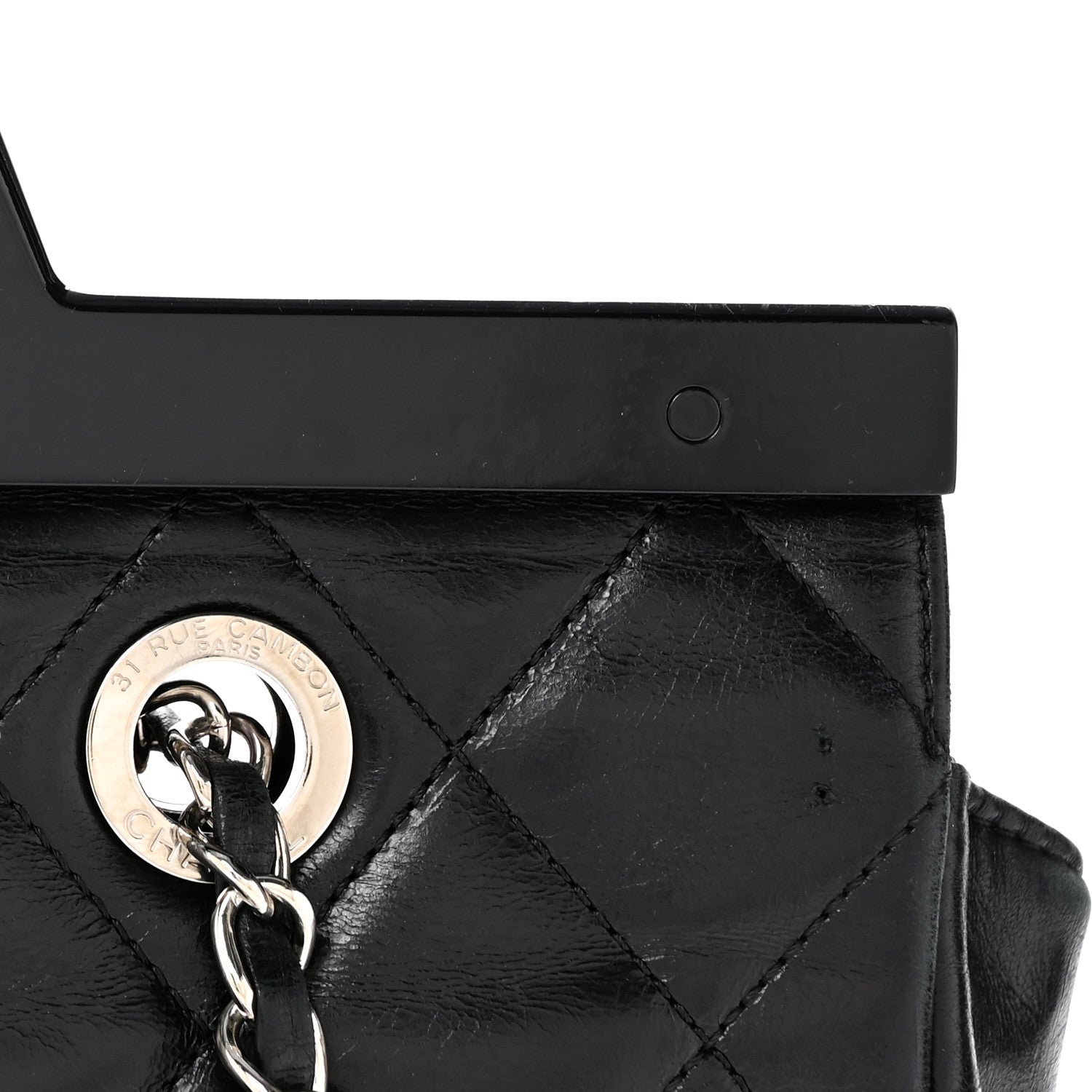 Chanel Glazed Calfskin Quilted Small CC Delivery Tote Black 13 of 15
