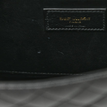 Saint Laurent Grain De Poudre Textured Mixed Matelasse Triquilt Medium Monogram Satchel Black 12 of 12