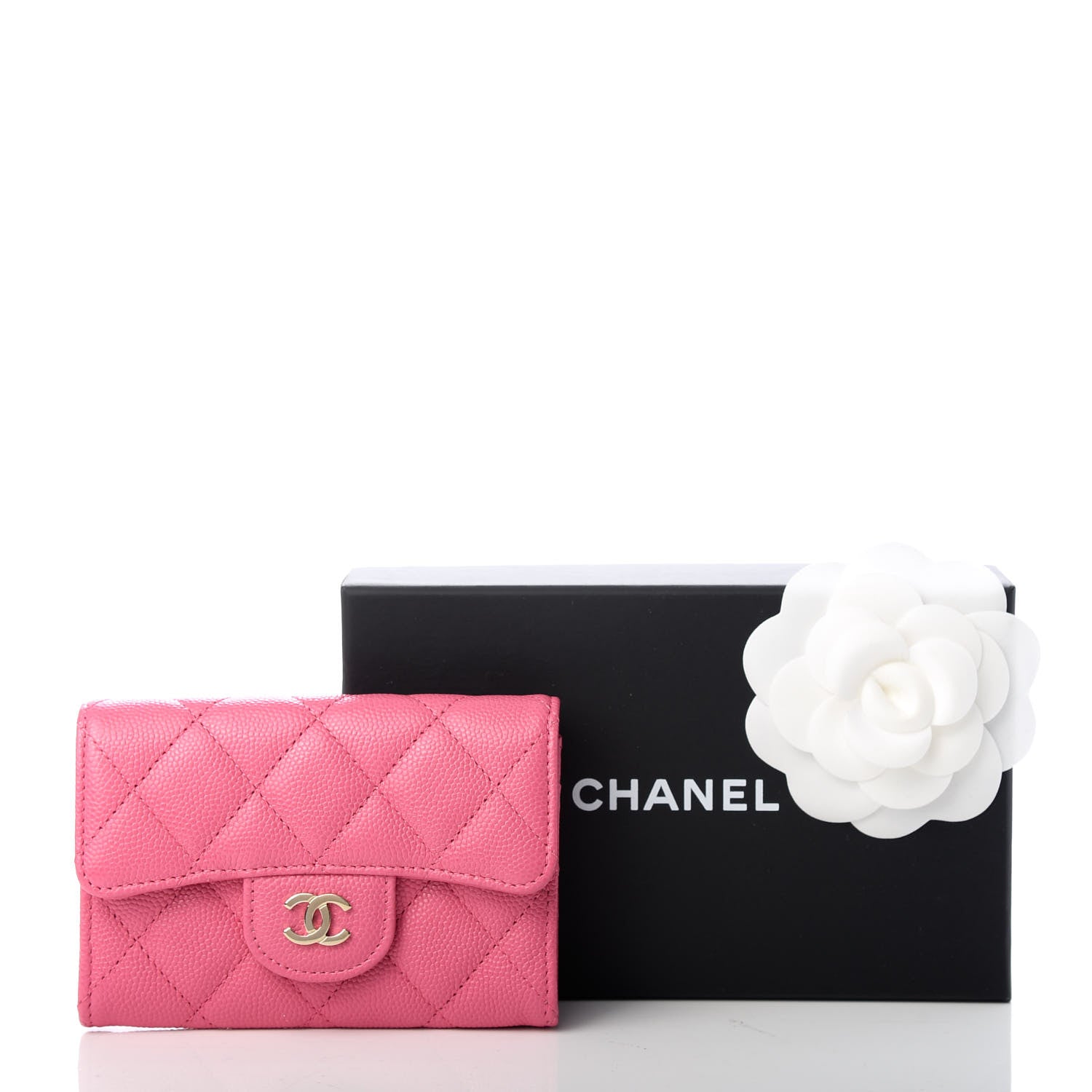 Chanel Caviar Quilted Flap Card Holder Wallet Pink 9 of 9