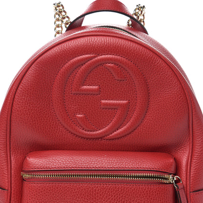 Gucci Pebbled Calfskin Soho Chain Backpack Red 9 of 10