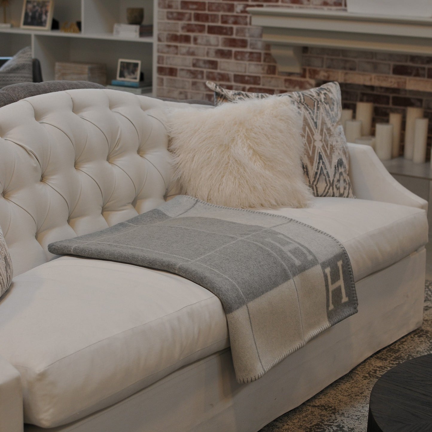 Wool Cashmere Avalon III Blanket Ecru Gris Clair