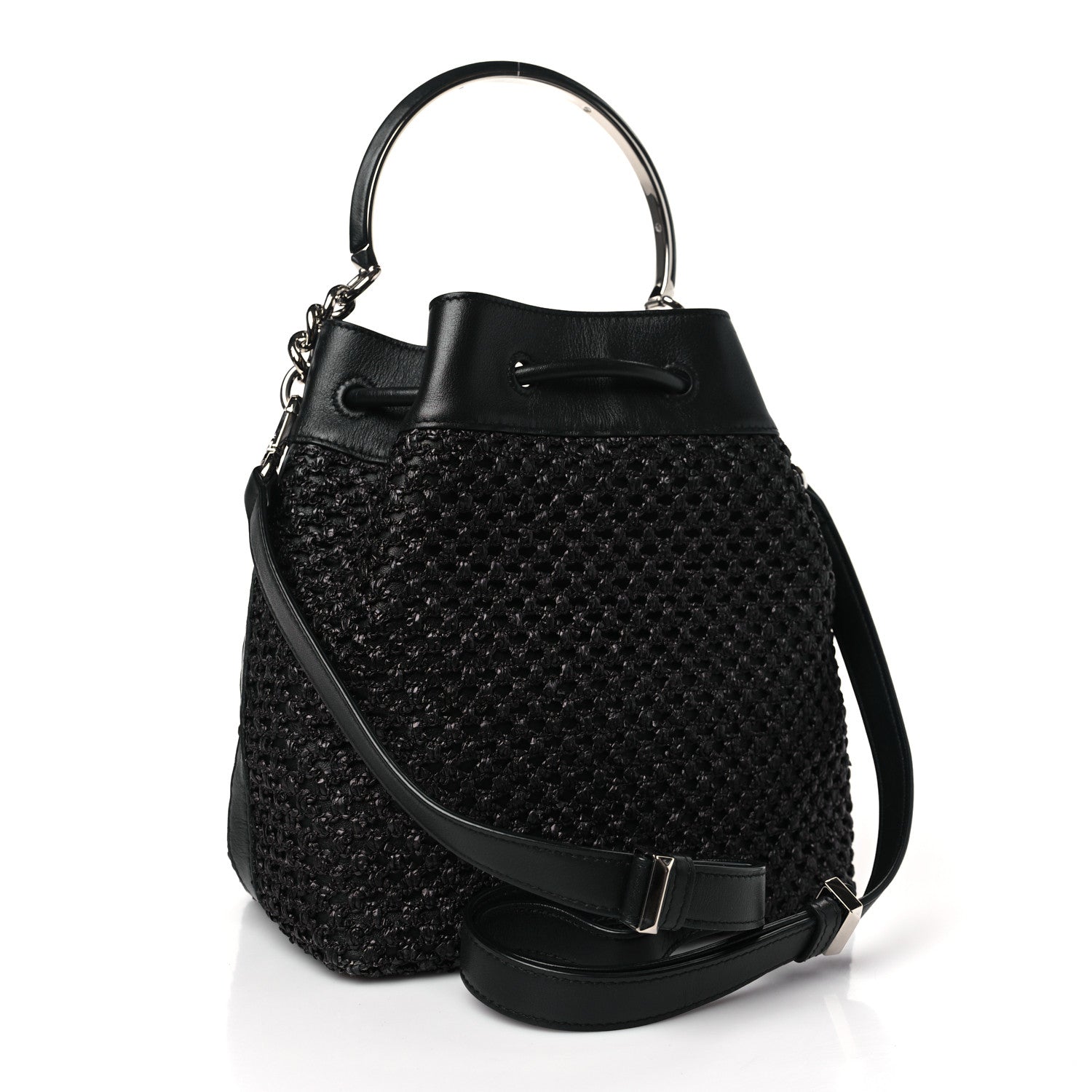 Jimmy Choo Raffia Net Bon Bon Bag Black 3 of 8