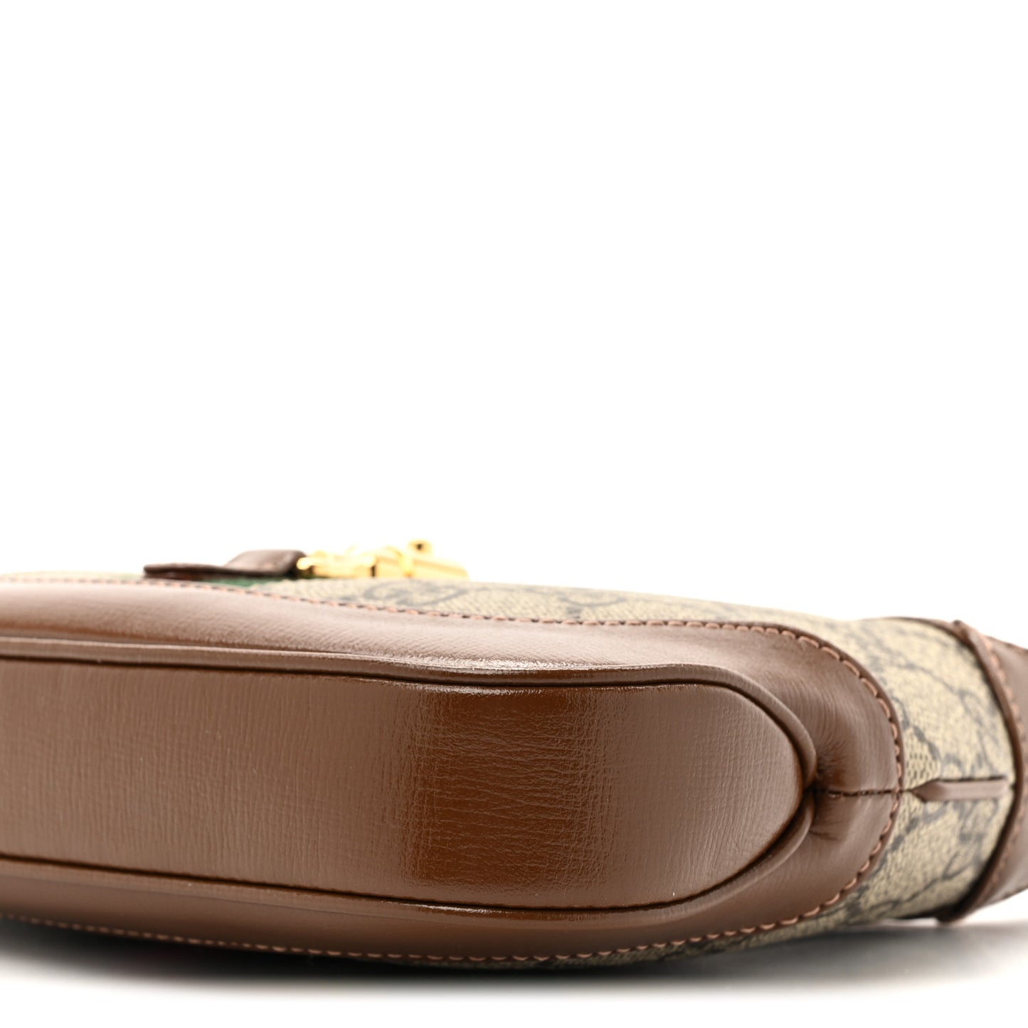 GG Supreme Monogram Azalea Calfskin Web Mini Jackie 1961 Hobo Beige Ebony Brown Sugar