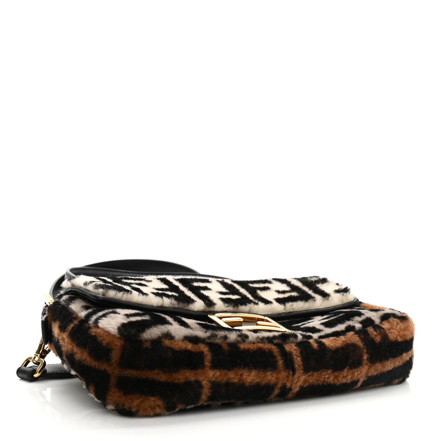 Shearling Vitello Dolce Macro FF 1974 Baguette White Ice Tortora Tobacco