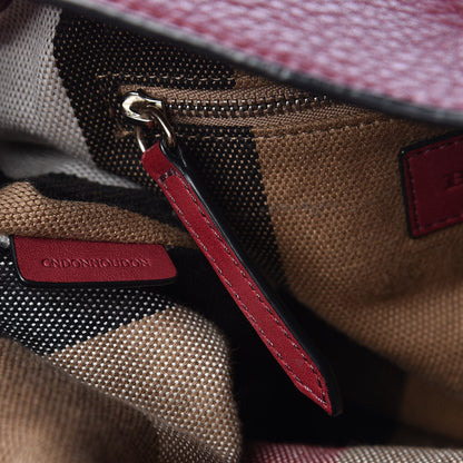 Burberry Grainy Calfskin House Check Medium Maidstone Burgundy Red 8 of 10