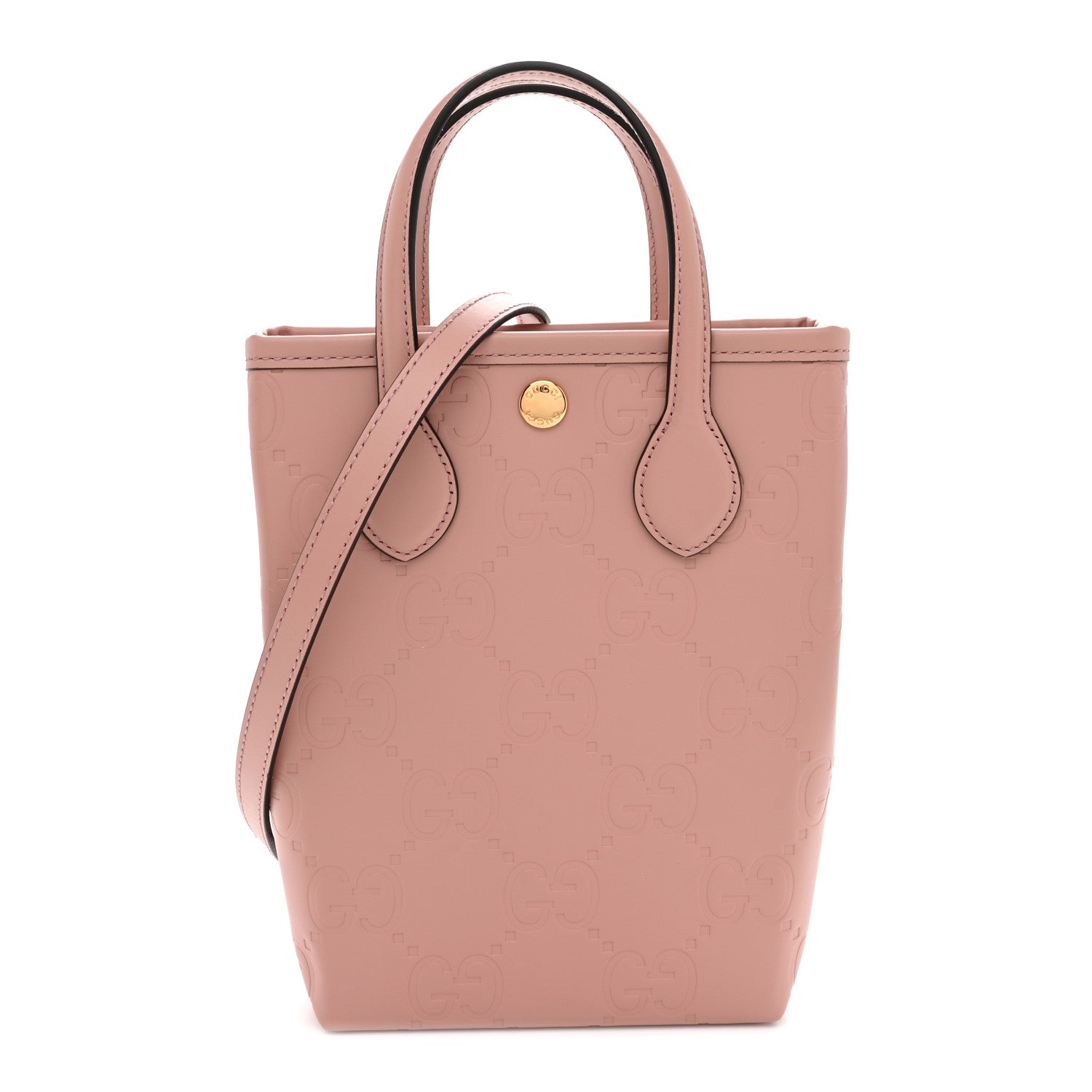 Gucci Gilbert Calfskin Jumbo GG Embossed Mini Tote Bag  Dusty Carmine 1 of 11